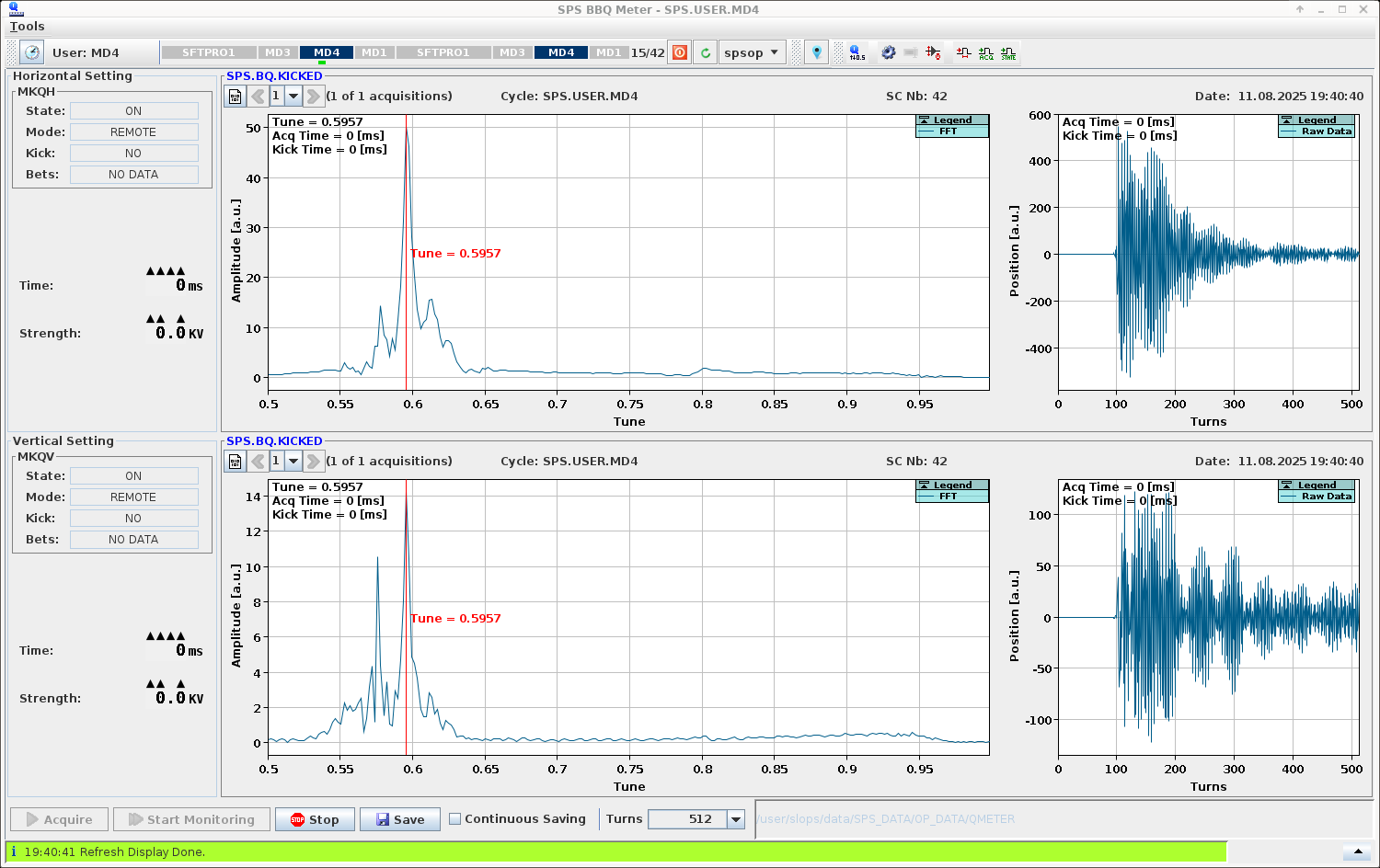 H and V tunes after flattening MD1. Notice both tunes become almost the same.