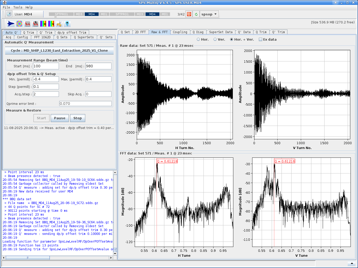 Sample tune measurement during Q' measurement.